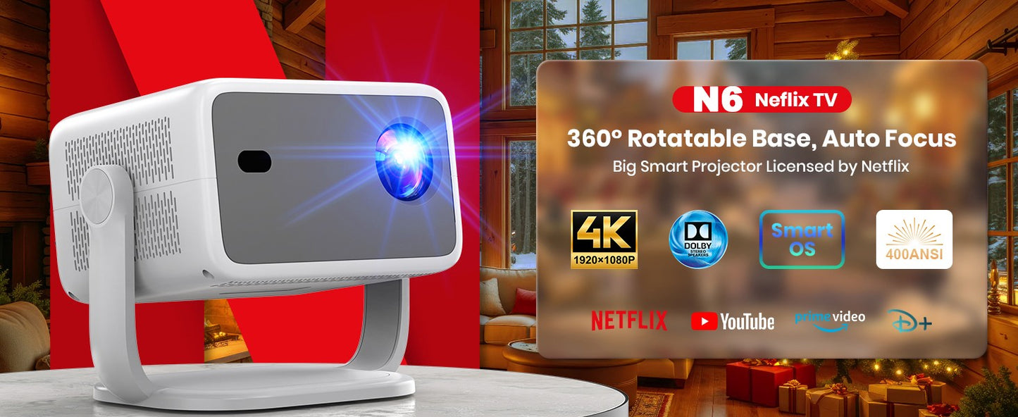 XGODY 650ANSI Projector 4K 1080P Android 13 Netflix Offically Projectors Auto Keystone Focus Air Mouse Wifi BT5.2 Portable Home