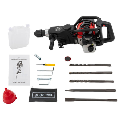 Martelo Demolidor Elétrico de 1000W | Martelo Demolidor a Gasolina de 33cc | Martelo Quebra-Rocha para Abertura de Fendas no Solo