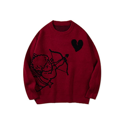 Men's Knitted Sweater Angel Love Heart Design Faionable Urban Sle Winter Season Long Sve round Ne Pullover New Arrival