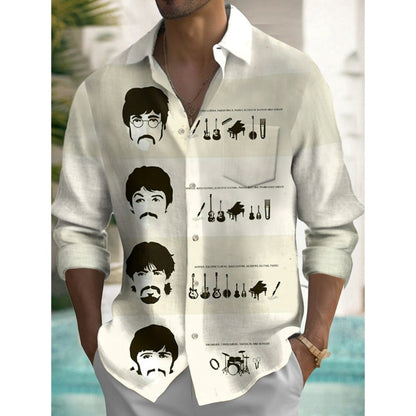 Music Men's Casual Shirt Rock Band 3d Print Guitar Hawaiian Shirt Men Summer Casual Short Sleeved Breathable Shirt Men Clothing