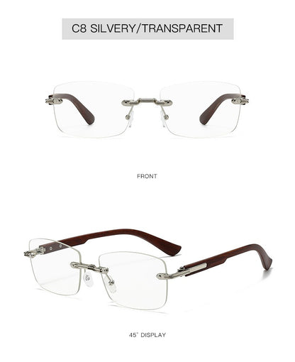 Vintage Frameless Sunglasses for Women Men Rectangle Sun Glasses Female Oval Eyewear Oculos De Sol for Male Female Eyeglasses