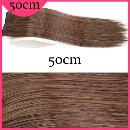 MERISI HAIR Apliques de Cabelo Sintético Liso Invisível com 2 Presilhas, Aumento de Volume, Extensões de Cabelo, Cobertura Lateral Superior