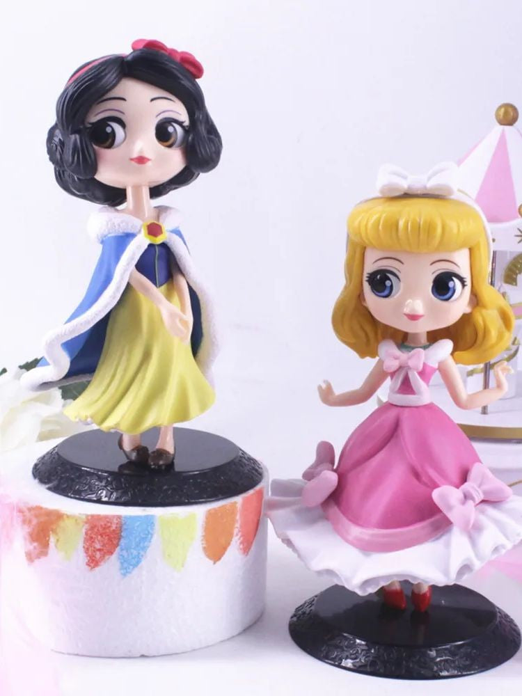 Disney Q Posket Princesa Branca de Neve Aurora Linda Action Figure Enfeite Modelo Brinquedos Acessórios Charme Infantil Presentes de Aniversário