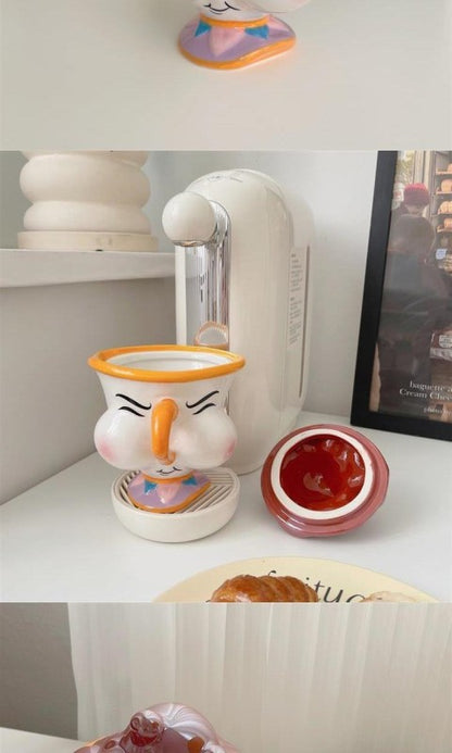Disney Beauty and The Beast Ceramic Mug with Lid Cartoon Creative Coffee Cup for Milk Tea  Office Home Use Gift for Women Girls