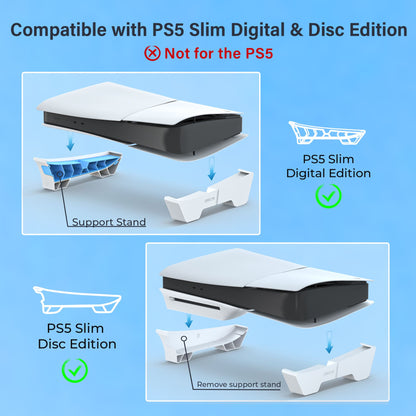 Horizontal Stand for PS5 Pro/PS5 Slim Console, Flat Base Stand Stable Accessories for PlayStation 5 Slim/Pro Disc & Digital Edition (Not for PS5)