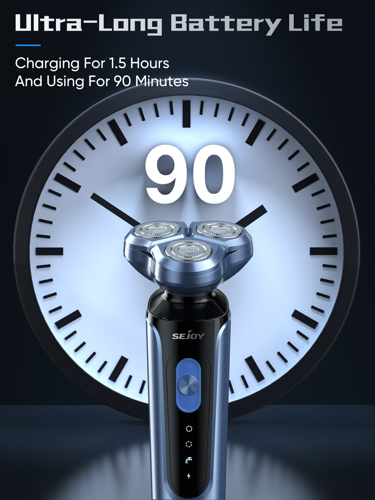 SEJOY 3 In 1 Man Shaver Electric Razor Rechargeable Triple Blade Trimmer Beard Floating Head Waterproof Hair Shaving Machine