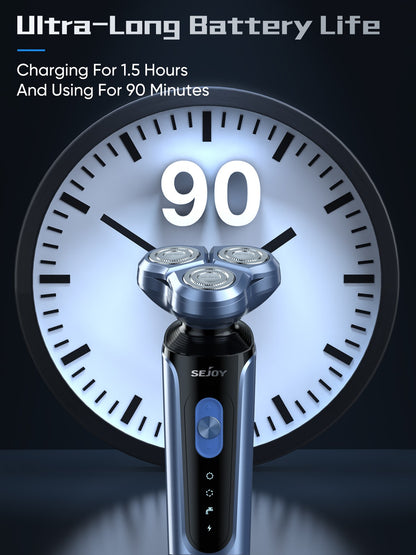 SEJOY 3 In 1 Man Shaver Electric Razor Rechargeable Triple Blade Trimmer Beard Floating Head Waterproof Hair Shaving Machine