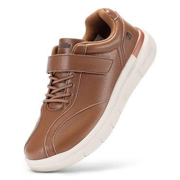 Fittington Diabetic Shoes For Men Extra Wide Width Velcro Walking Shoes Water-Repellent Slip On Leather Sneakers For Diabetic S