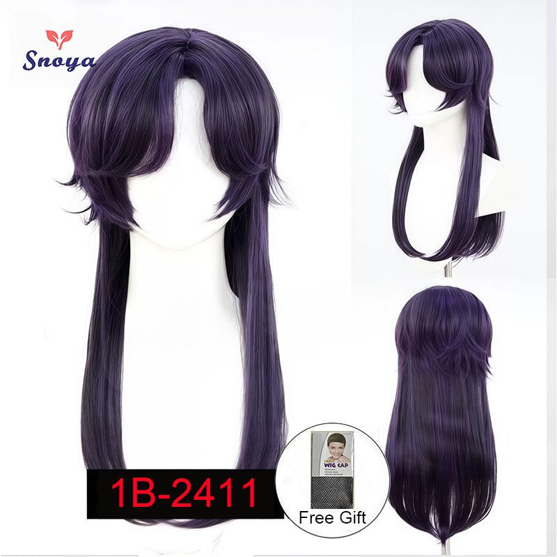 Snoya Versatile Long Synthetic Wolf Tail Cosplay Wig Suitable for Cosplay Parties Halloween Gaming And Anime Red Purple Yellow