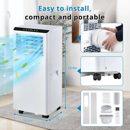 Ar-Condicionado Portátil 8000BTU com Controle Remoto e Timer 24h, Unidade de AC Portátil 3 em 1 de Baixo Ruído com Desumidificador