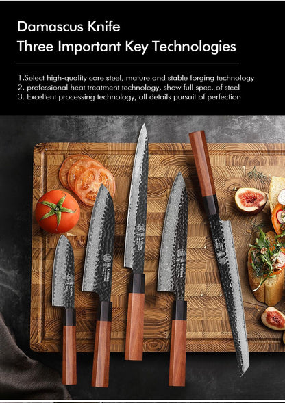 F.YOUNG Faca de Chef Japonesa Forjada à Mão Aço Damasco Facas de Cozinha Fatiar Legumes Carne Sashimi Utensílios de Cozinha