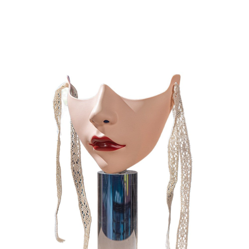 Red Lip Half-face COS Beauty Props Decoration Collection Half-face Decoration Mechanical Wind Adult Men's and Women's Masks