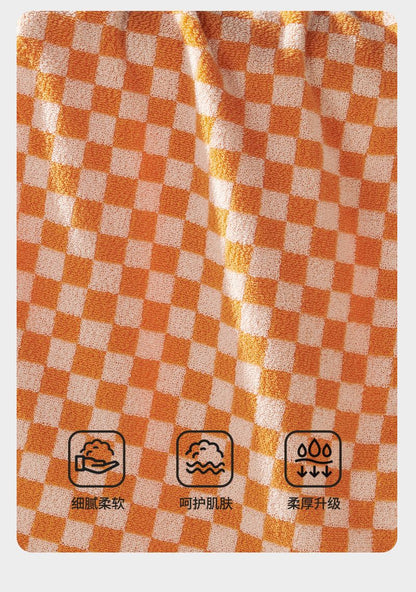 Battilo Plaid Cotton Bath Towels Set Soft Absorbent Daily Cleansing Face Hand Towel Set Patterned Lightweight Towel for Bathroom