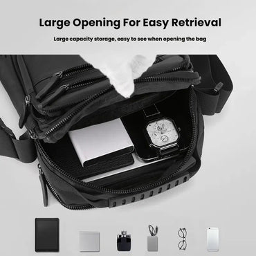 Fashionable Men's Crossbody Bag, Adjustable Shoulder Strap, Multiple Pockets, Business Bag, Commuting Bag, Daily Bag, Etc