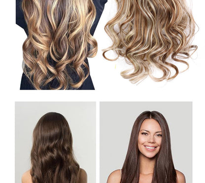 22 Polegadas Sintético Cabelo Liso Longo 16 Clipes 6 Peças/Conjunto Apliques de Cabelo Loiro Preto Resistente ao Calor Para Mulheres