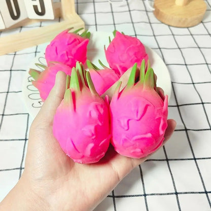 1/2/3Pcs Dragon Fruit Squish Ball Squeeze Stress Reliever Fidget Sensory Toy Simulation Fruit Food,Squeeze Balls For Party Gifts