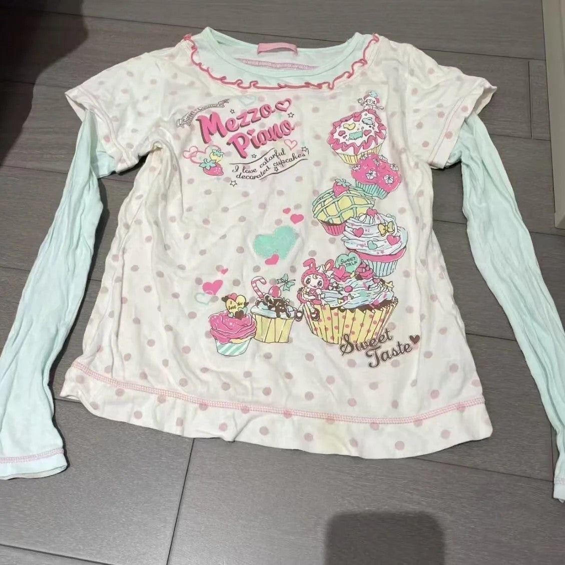 Lolita Print Tops Bow Cake Blouse Y2K JK Lolita Japan Kawaii Girl Cute Sweet Lace T-shirt A-line Spliced Cake Skirt New Chic