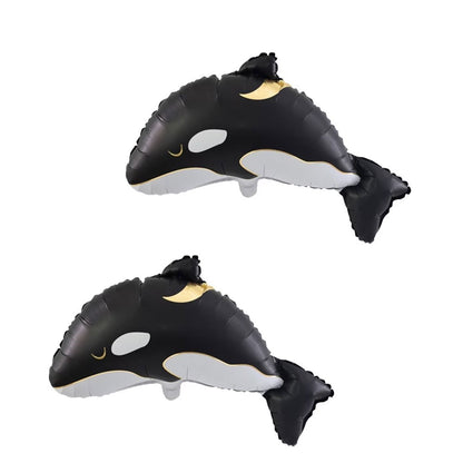 2 Blue/Black Whale Foil Balloons, Birthday Party Atmosphere Decoration, Ocean-Themed Event Gift Props, Indoor and Outdoor Room D