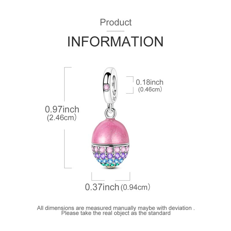 925 Sterling Silver Can Be Opened Pandant Easter Egg Charms Beads Fit Original Bracelet Making Fine Jewelry Women DIY Gift