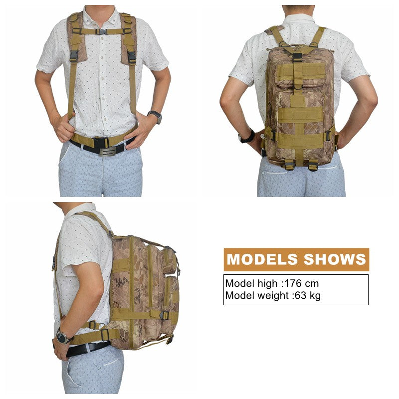 Mochila Tática Militar de 30L em Nylon 900D Impermeável para Esportes ao Ar Livre, Acampamento, Caminhada, Trekking, Pesca e Caça