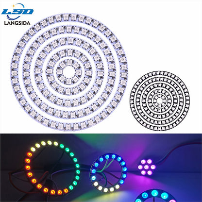 DC5V WS2812B Pixel Ring LED Panel Light Individual 8/16/24/35/45/128 LED Addressable WS2812 IC 5050 RGB LED Ring Module