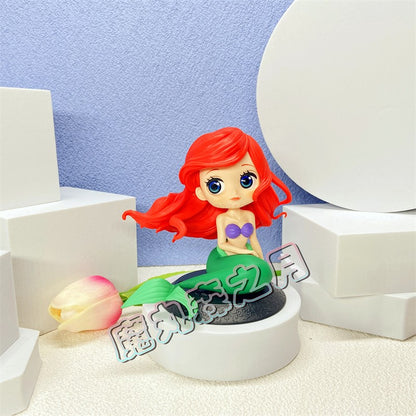Bandai Disney A Pequena Sereia Anime Qposket Personagens Ariel Linha Glitter Boneco de Ação Modelo Colecionável Brinquedos Presente de Aniversário
