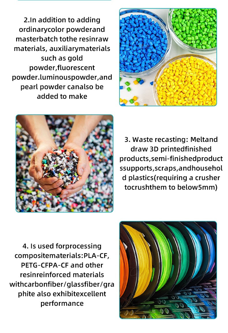 HT400 Desktop Extruder 3D Printing Filament Maker Automatic Wire Diameter 1.75mm 3mm for PLA PETG PA ABS PC PP ABS