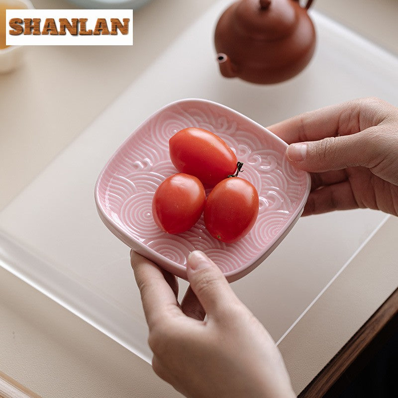 Sea Wave Little High Foot Fruit Dishes Handmade Pastry Plate Candy Bar Food Storage Tray Hospitality Dishes Cafes Ornaments Gift