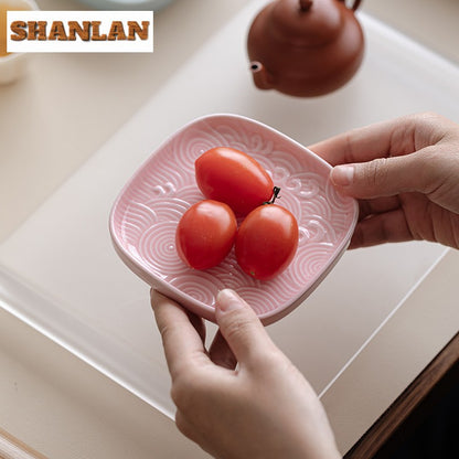Sea Wave Little High Foot Fruit Dishes Handmade Pastry Plate Candy Bar Food Storage Tray Hospitality Dishes Cafes Ornaments Gift