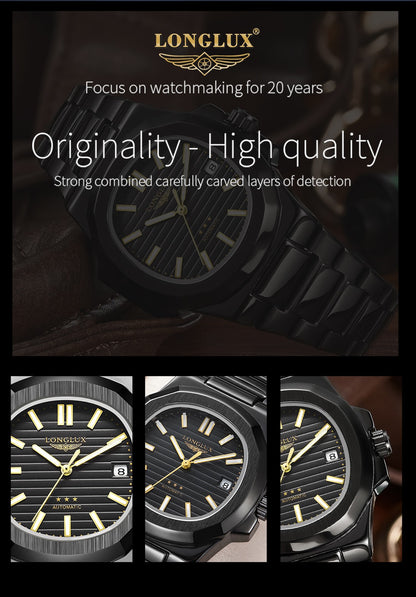 Men automatic watch business date mechanical watches waterproof stainless steel luminous luxury mens watch boyfriend gift