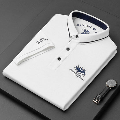 Summer New Embroidered Cotton Short Sleeved Polo Shirt for Men's Fashion, Casual, Comfortable, and Breathable T-shirt Top