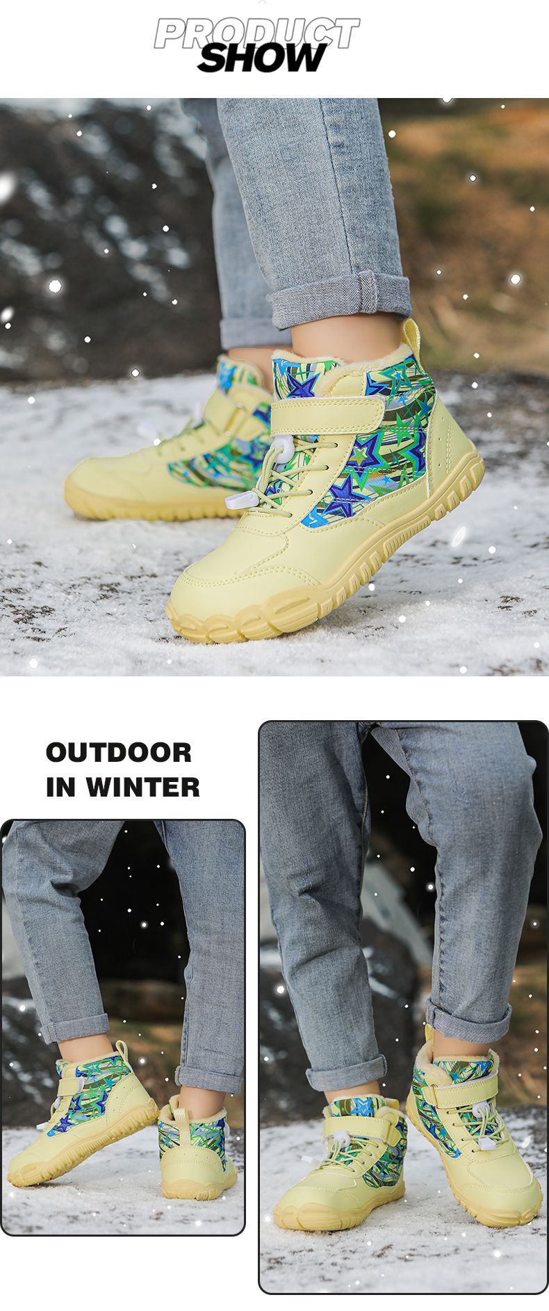 Waterproof Kids Barefoot Snow Boots 2025 New Wide Toe Winter Warm Fur Lined Shoes for Boys Girls Cold Weather Outdoor Sneakers