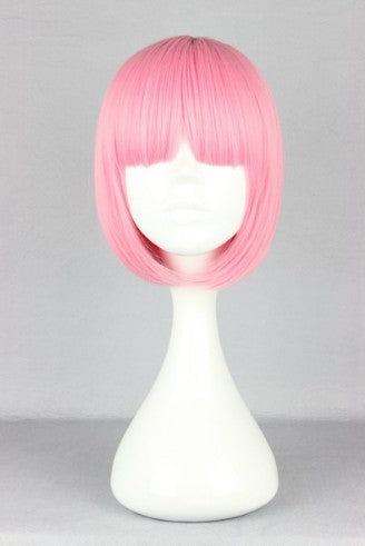 Peruca Rosa Fei-Show Sintética Resistente ao Calor Curta Ondulada Peruca Pelucas Fantasia Desenho Animado Cosplay Bob Estudante Aplique