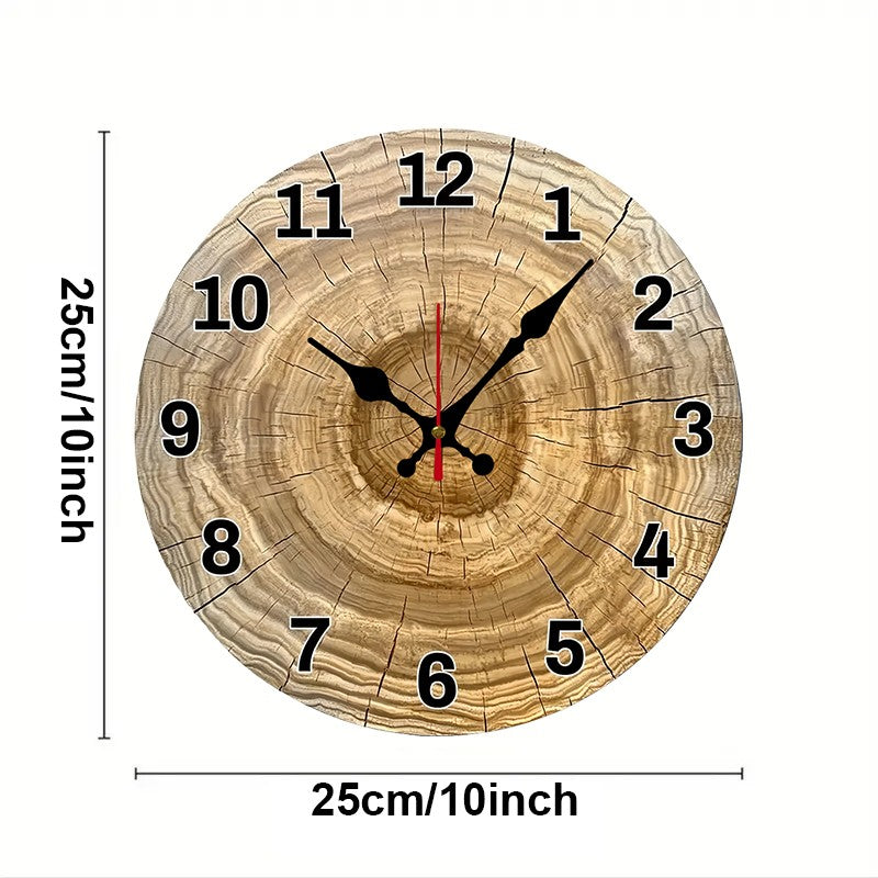 Tree Cross Section Wooden Round Silent Hanging Wall Clock, Suitable For Living Room, Office,Study Room, Bedroom, Home Decoration