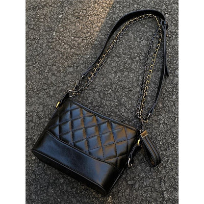 New Trendy High-End Black Single Shoulder Crossbody Chain Hobo Bag for Women