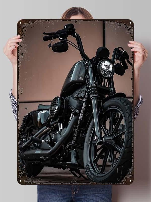 Letreiro de Flandres H-Harley Pôster de Motocicleta Decoração Estética de Quarto Masculino Placas de Metal Personalizadas para Garagem Decoração de Parede Retrô para Casa