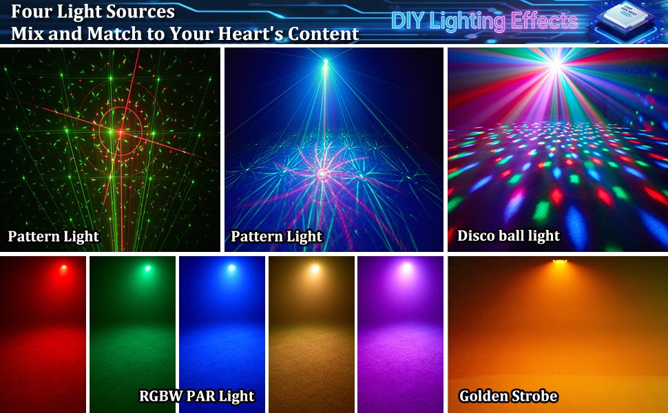 Dj Party Disco Ball Lights with Pattern and Sound Activated LED Stage Strobe Light Christmas Rave/Home Karaoke/Dance/Club Bar