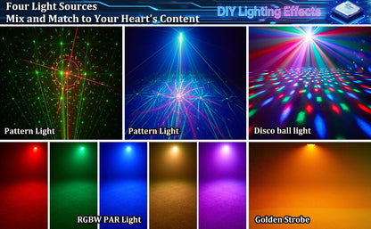 Dj Party Disco Ball Lights with Pattern and Sound Activated LED Stage Strobe Light Christmas Rave/Home Karaoke/Dance/Club Bar