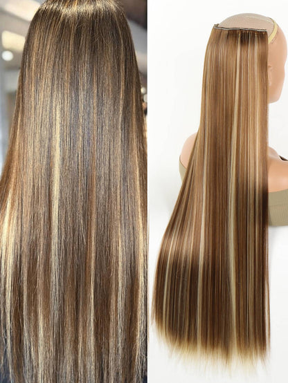 Aosiwig Sintético Super Longo Liso 100cm 5 Presilhas Extensão de Cabelo Natural Preto Loiro Aplique Postiço para Mulheres