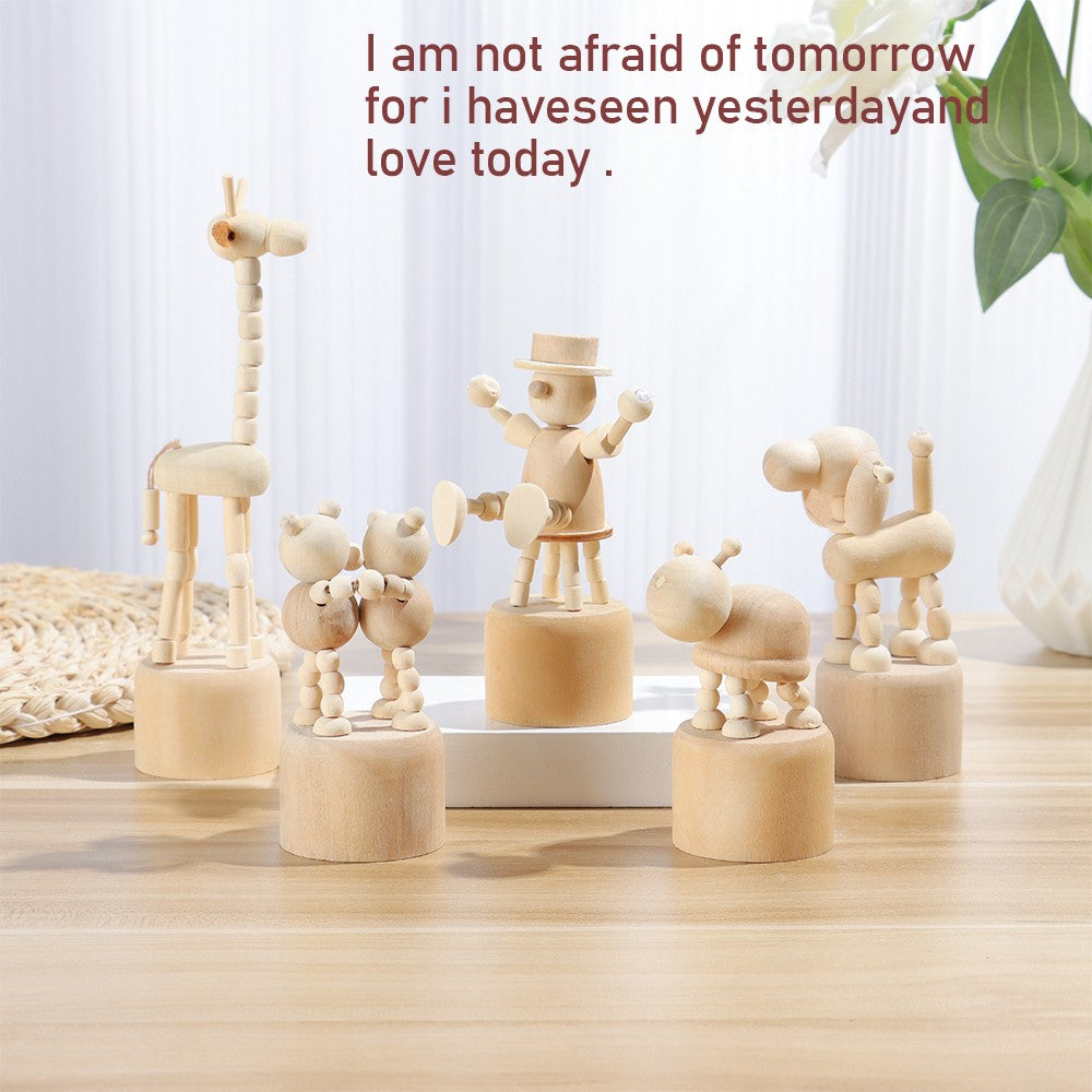 1Pc Wooden Animal Ornaments Mini Desktop Movable Puppet Fingurine Home Decoration Crafts Toy Gifts Home Book Shelf Fun Decor