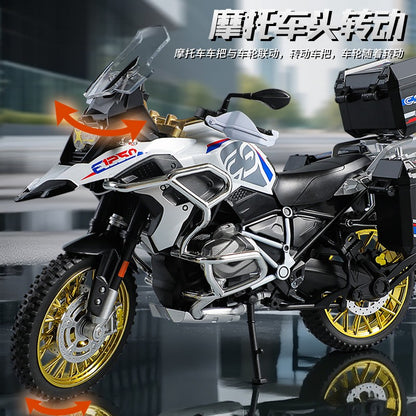 1:10 R1250GS Adventure Moto de Liga Leve Die Cast Modelo de Veículo Coleção Som e Luz Off Road Motocicleta Brinquedos Carro
