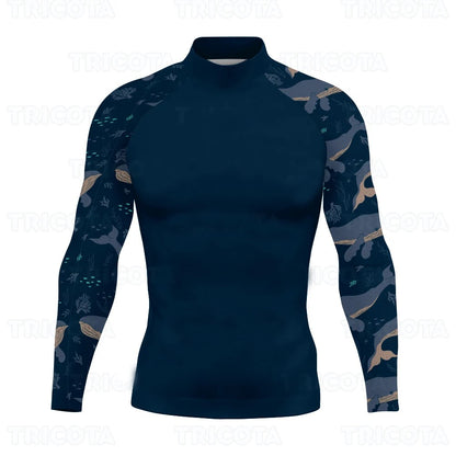 New Men's Surfing Shirt Spray Camo Lycra Rashguard Surf Sportswear Beach UV Swimwear UPF50+ Clothes