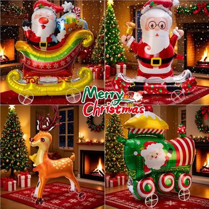 Large Christmas Standing Balloons Christmas Aluminum Film Balloon Santa Claus Snowman Balloon for New Year Xmas Party Home Decor