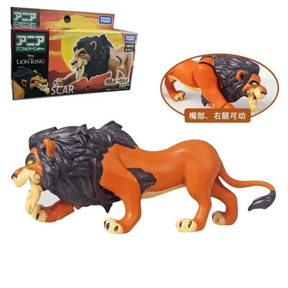 Disney O Rei Leão Simba Mufasa Scar Figuras de Ação - Bonecos Colecionáveis Articulados de Animais para Presente de Aniversário Infantil