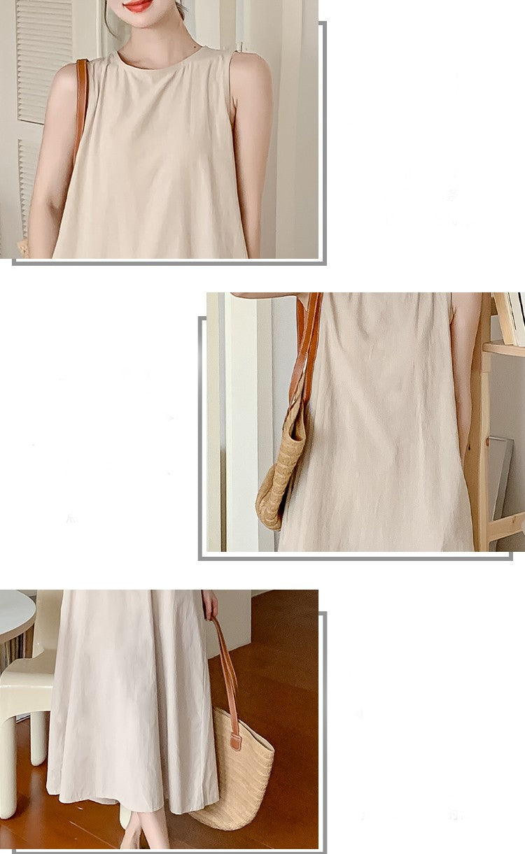 NYFS 2025 Summer New Korea Woman Dress Vestidos Robe Elbise Loose Plus Size Solid Sleeveless Backless Long Dress L-4XL