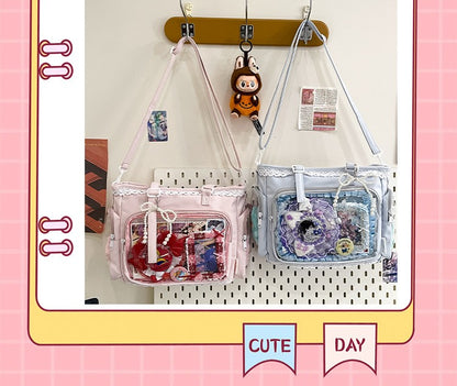New Japanese Style Transparent Crossbody Bag Cute Candy Color Commuting Shoulder Bag for Girls Simple and Casual Texture Ita Bag