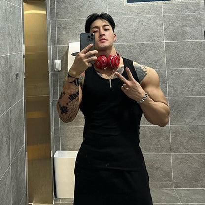 Men's vest solid color Breathable quick drying elastic sports vest men sleeveless undershirt fitness training running tank top