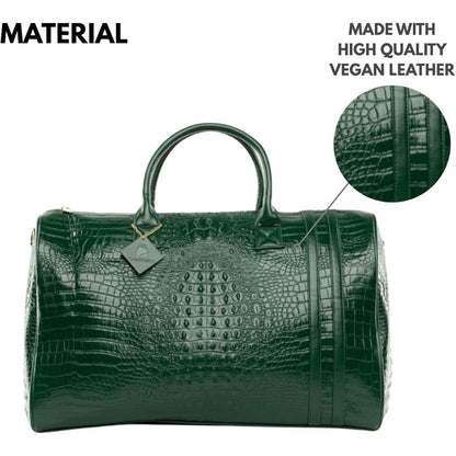 Vegan Leather Duffle Bag TSA-Approved Carry-On for Travel, Weekend, Gym, Unisex Use, Gold Hardware, Ideal for Men and Women