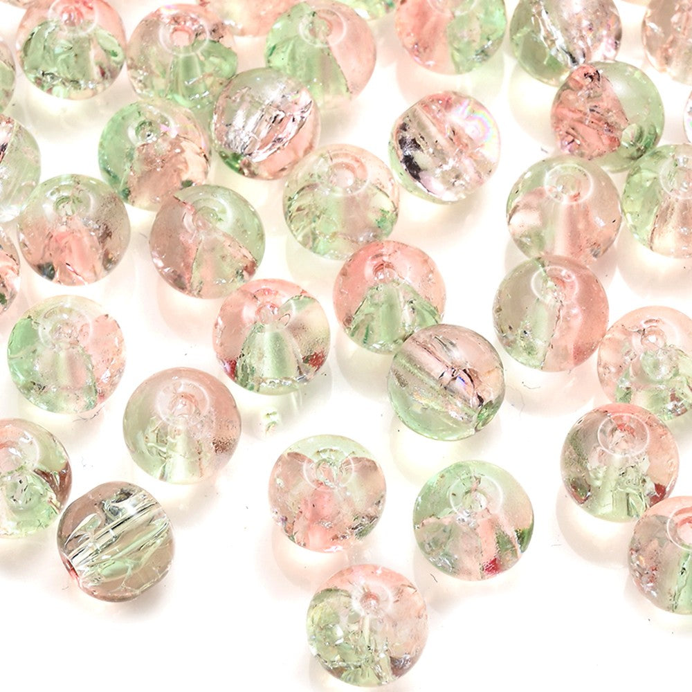 100pcs 8mm Christmas Crystal Glass Crack Beads Red and Green Gradient Spacer Beads for DIY Bracelet Necklace Jewelry Making