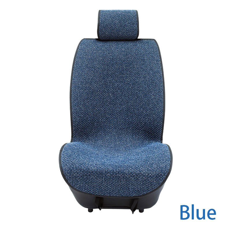 SEAMETAL Flax Car Seat Cover Breathable Sweatproof Linen Car Seat Cushion with Backrest Pad 4-Season Universal for 98% Vehicles